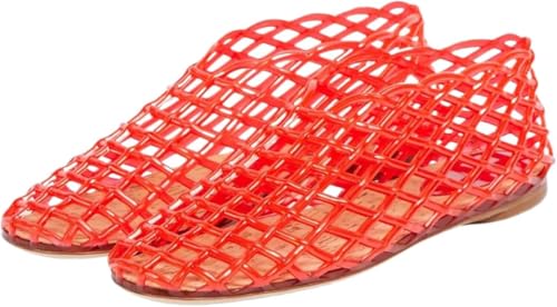 Netz-Ballerinas für Damen,Gewebte Jelly-Ballerinas für Damen Bequem Slip-in Flache Schuhe Netz-Ballerinas Jelly-Schuhe Bequeme Flats mit Strasssteinen von FIENZA