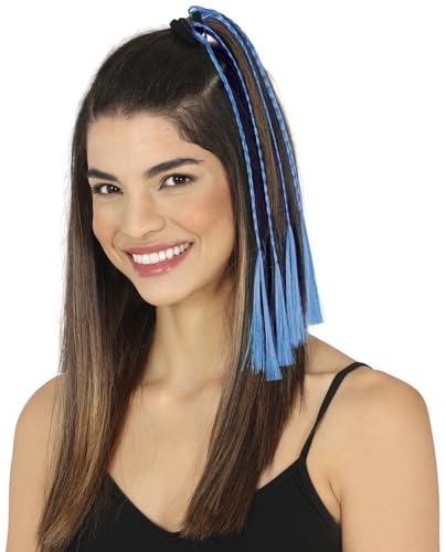 FIESTAS GUIRCA | 3 Zöpfe Blau (35 cm) - Haaraccessoire für Kostüme und Partys - Ideal für Karneval, Halloween und Themenfeiern - Unisex für Erwachsene - Blau von FIESTAS GUIRCA