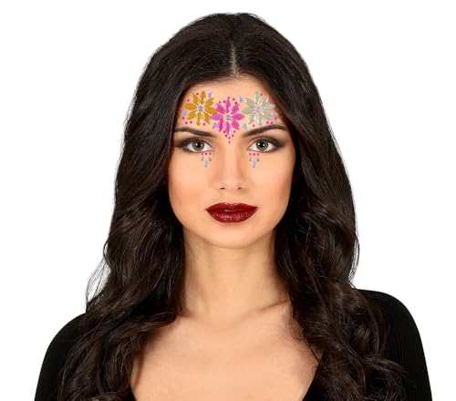 FIESTAS GUIRCA Gesichtsschmuck, selbstklebend, bunte Blumen – Blau – Einheitsgröße von FIESTAS GUIRCA