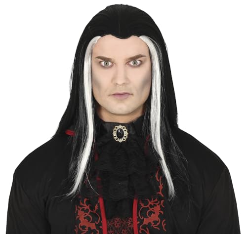 FIESTAS GUIRCA | Lange Vampirperücke (Einheitsgröße) - Kostümzubehör für Halloween und Vampir-Themenpartys - Ideal für Erwachsene - Schwarz und Weiß von FIESTAS GUIRCA