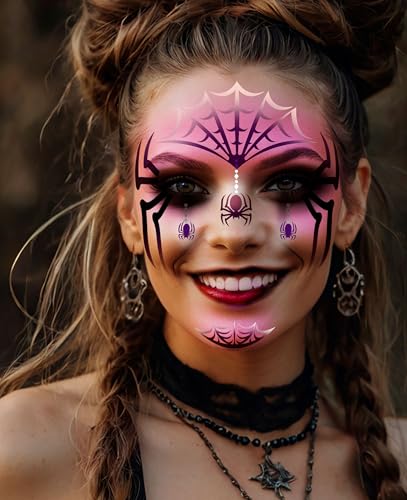FIESTAS GUIRCA | Spinne Schminkschablone - Zaubere im Handumdrehen den perfekten Spinnen Look (14x20cm) - Makeup Schablone für Halloween Kostüme und Hexen Partys - Schnelle und einfache Anwendung von FIESTAS GUIRCA