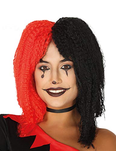 FIESTAS GUIRCA - Harlekin-Perücke Zirkus-Perücke für Damen schwarz aus Menschlichem Haar, 239 mm von FIESTAS GUIRCA