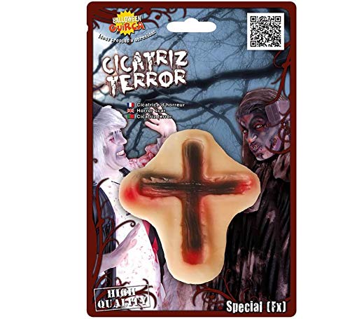 Guirca Narben Wunden Verletzungen für Halloween Brandmal Kreuz Horror Party Zombie Tod tot Blut von FIESTAS GUIRCA