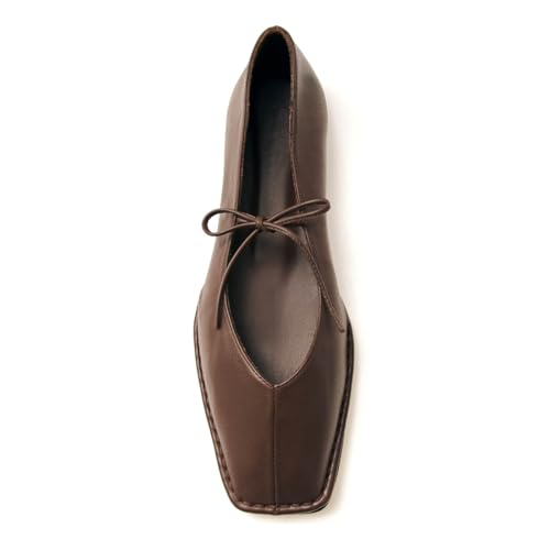 Ballerinas für Damen, quadratischer Zehenbereich, Fliege, Slipper, Mary Jane, flache Schnürung, bequem, lässig, Ballerina-Schuhe, Braun, 38.5 EU Ballerinas für Damen, quadratischer Zehenbereich, Fliege, Slipper, Mary Jane, flache Schnürung, bequem, lässig, Ballerina-Schuhe, Braun, 38.5 EU von FIFSY