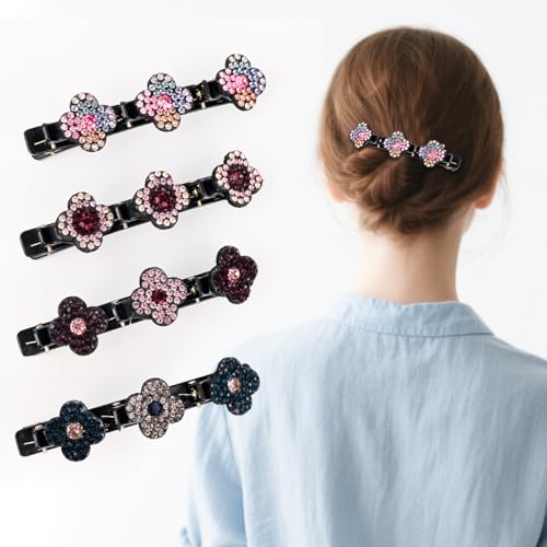 Geflochtene Haarklammern für Frauen 3 Mini-Vier-Blatt-Klee-Haarklammern mit stilvollem Bananenclip-Design, Haar-Accessoire Schmuck für Frauen und Mädchen in vier Farben Geflochtene Haarklammern für Frauen 3 Mini-Vier-Blatt-Klee-Haarklammern mit stilvollem Bananenclip-Design, Haar-Accessoire Schmuck für Frauen und Mädchen in vier Farben von FIGCY