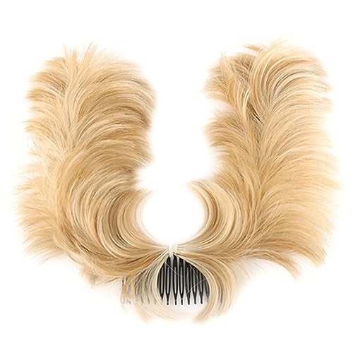Unordentlicher Haarknoten Stück Seitenkamm Clip im gekräuselten Haarknoten Haarteil für Frauen Rüschen Rüschen Einstellbar C von FIGGRITID