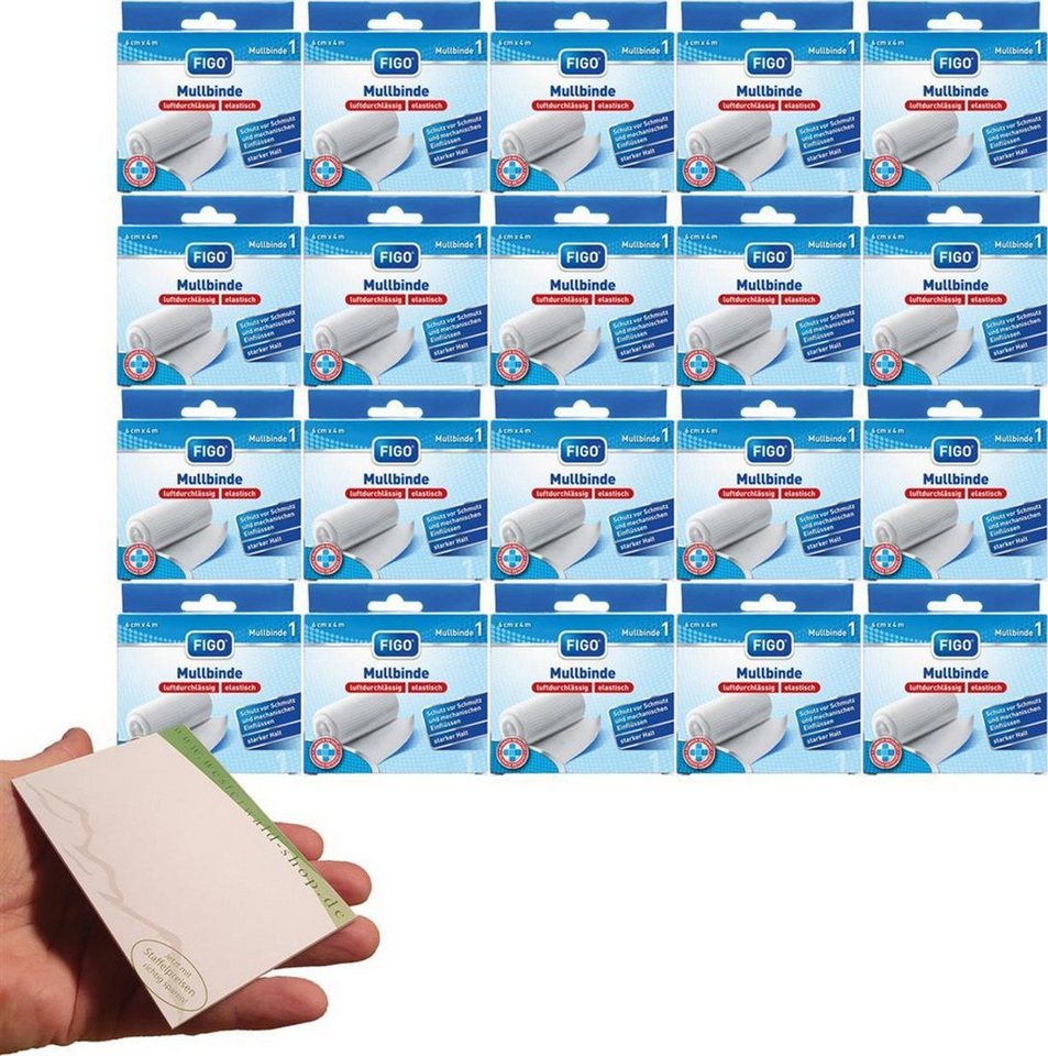 varivendo Bandage varivendo Notizblock + 20 x FIGO Mullbinde einzeln 6cm x 4m (Set, 20-tlg., Mullbinden), Haftbinde Badage Fixierbinde Verband varivendo Bandage varivendo Notizblock + 20 x FIGO Mullbinde einzeln 6cm x 4m (Set, 20-tlg., Mullbinden), Haftbinde Badage Fixierbinde Verband von varivendo