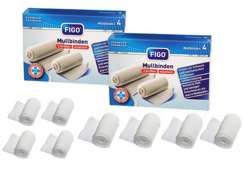varivendo Bandage varivendo Notizblock + 8 Stück FIGO elastische Fixierbinde (Set, 8-tlg., elastische Fixierbinden), Mullbinde Fixierbinde Bandage Komfortverband von varivendo