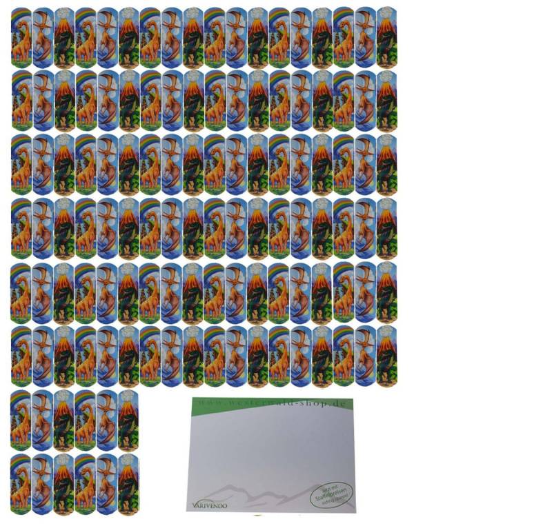varivendo Wundpflaster varivendo Notizblock + 120 Stück FIGO Kinder-Pflaster "Dino" (Set, 120 St., Kinderpflaster), Kindpflaster Pflasterbriefchen Kinder-Pflaster von varivendo