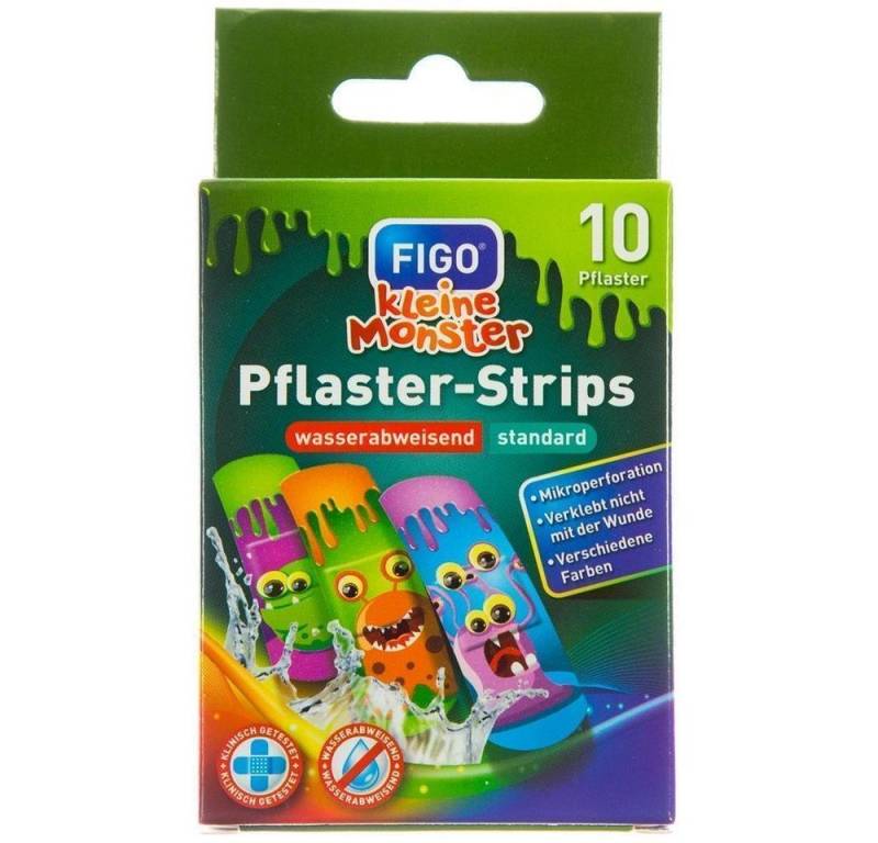 FIGO Wundpflaster 10er Kinder-Pflaster "Kleine Monster" (Set, 10 St., Kinderpflaster), Kinderpflaster Pflaster-Strips Pflasterstrips von FIGO