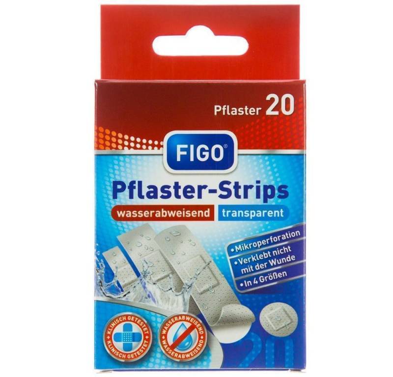 FIGO Wundpflaster 20er Pflaster-Strips Transparent (Stück, 20 St., Pflaster), Wundpflaster transparent Pflasterstrips Heftpflaster von FIGO