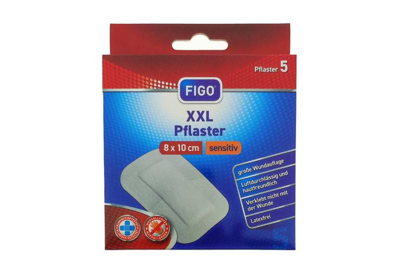 FIGO Wundpflaster XXL Pflaster sensitiv 5 Stück (Stück, 5 St., 5 Stück XXL Pflaster sensitiv), XXL-Pflaster Pflaster Erste Hilfe Wundversorgung von FIGO