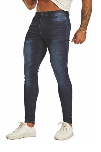 FIILIMER Herren Super Skinny Stretch Tapered Leg Slim Fit Ripped Distressed Jeans, Dunkelblau983, 48 FIILIMER Herren Super Skinny Stretch Tapered Leg Slim Fit Ripped Distressed Jeans, Dunkelblau983, 48 von FIILIMER