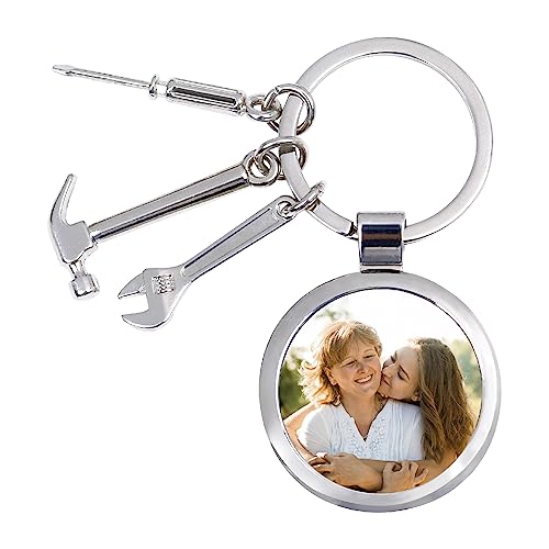 FIKCIK Schlüsselanhänger Personalisiert, Personalised Photo Keyring, Personalisierte Schlüsselanhänger mit Foto, Schlüsselanhänger für Paare DIY for Personalised Gifts Stainless Steel Keyring von FIKCIK