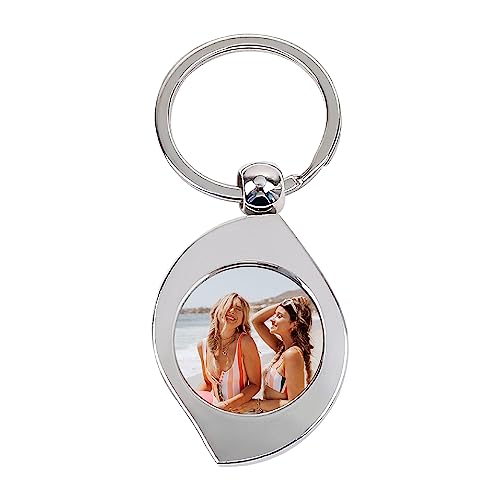 FIKCIK Schlüsselanhänger Personalisiert, Personalised Photo Keyring, Personalisierte Schlüsselanhänger mit Foto, Schlüsselanhänger für Paare DIY for Personalised Gifts Stainless Steel Keyring von FIKCIK