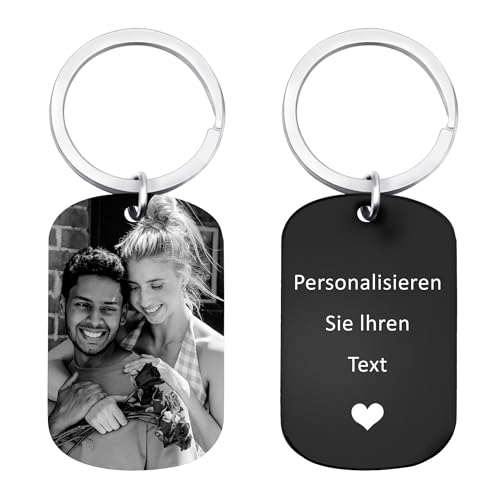 FIKCIK Schlüsselanhänger Personalisiert Foto, Selber Machen, mit Bild Gravur, Weihnachten Geschenke Beste Freundin Pärchen von FIKCIK