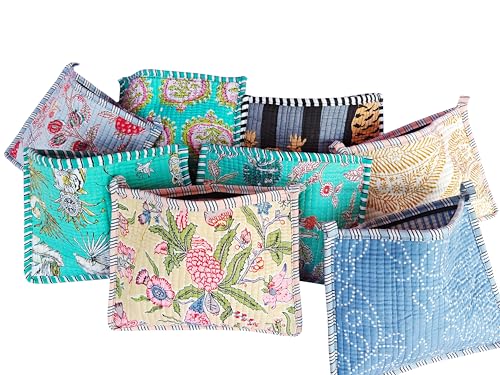 FIKIMOS Gesteppte Kosmetiktaschen mit Blumendruck, 20,3 x 15,2 cm, einzigartige Mischung, Baumwolle, mehrfarbiges Design, 2 Stück, Make-up-Organizer, Geldbeutel, Aufbewahrungstaschen mit FIKIMOS Gesteppte Kosmetiktaschen mit Blumendruck, 20,3 x 15,2 cm, einzigartige Mischung, Baumwolle, mehrfarbiges Design, 2 Stück, Make-up-Organizer, Geldbeutel, Aufbewahrungstaschen mit von FIKIMOS
