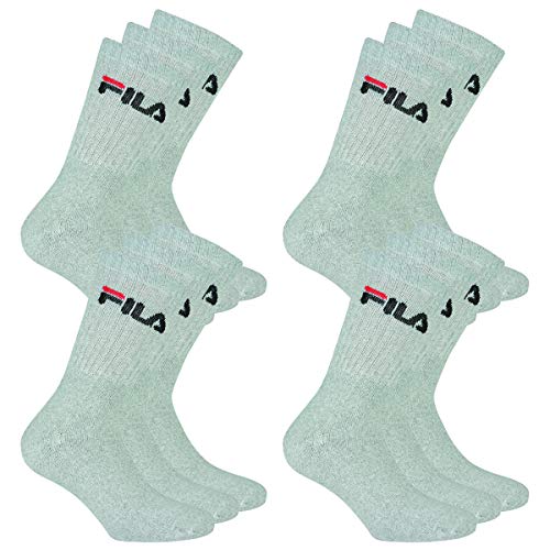 FILA 12 Paar Socken, Frottee Tennissocken mit Logobund, Unisex (4x 3er Pack) (Grau, 35-38 (3-5 UK)) von FILA