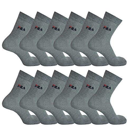 FILA 12 Paar Sport Street Socken, Damen oder Herren, einfarbig (4x 3er Pack) (Grau, 43-46 (9-11 UK)) von FILA