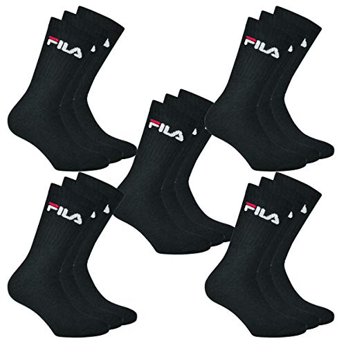 FILA 15 Paar Herren Sportsocken Tennissocken Socken F9505, Farbe:200 - black, Socken & Strümpfe:39-42 von FILA