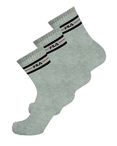 FILA 3 Paar Socken, Street Sport Socks Set, Stripes, Unisex 35-38,39-42,43-46: Farbe: Grau | Größe: 43-46 (9-11 UK) von FILA