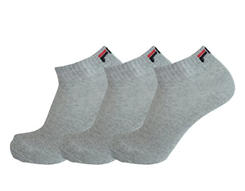 FILA 3 Paar Socken Quarter Sneakers Unisex 35-46 Trainer - mehrere Farben: Farbe: Grau | Größe: 39-42 (6-8 UK) von FILA