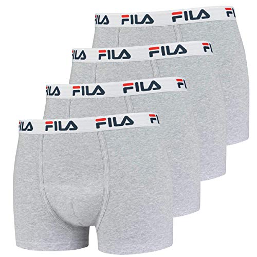 FILA 4er Vorteilspack Herren Boxershorts - Logo Pants - Einfarbig - Bequem - Stretch - viele Farben (Grau, M - 4er Pack) von FILA