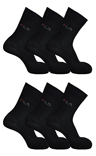 FILA 6er Pack Unisex Socken, Sport Strümpfe Damen oder Herren mit Frotteesohle (6 Paar) (39-42 - 6 Paar, Schwarz (200)) von FILA