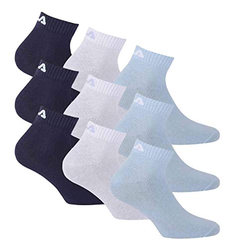 FILA 9 Paar Socken, Quarter Socks, Sneakers Unisex, Trainer, 35-46 (3x 3er Pack) (Schwarz, 35-38 (3-5 UK)) von FILA