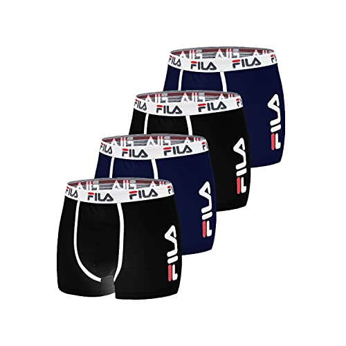 FILA BoxerShorts Herren Empfindliche Haut, Unterhosen Männer, Perfekter Halt, Bequem (4er Pack) von FILA