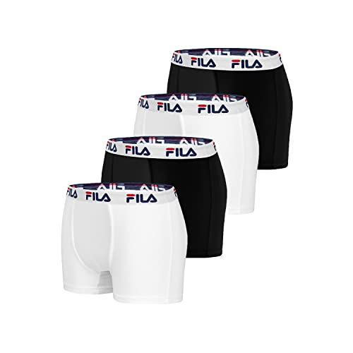 FILA BoxerShorts Herren Langlebig, Unterhosen Männer, Ultraweich, Stretch (4er Pack) von FILA