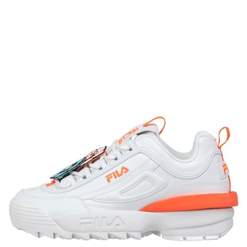 FILA Damen Disruptor Flower wmn Sneaker, White-Fiery Coral, 38 EU (4.5 UK) von FILA