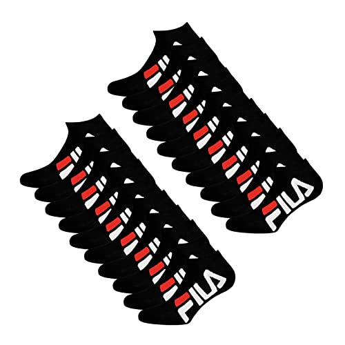 FILA Damen Herren Sneaker Socken Sportsocken Kurzsocken 10 Paar, Farbe:Schwarz, Größe:43-46, Artikel:-200 black von FILA