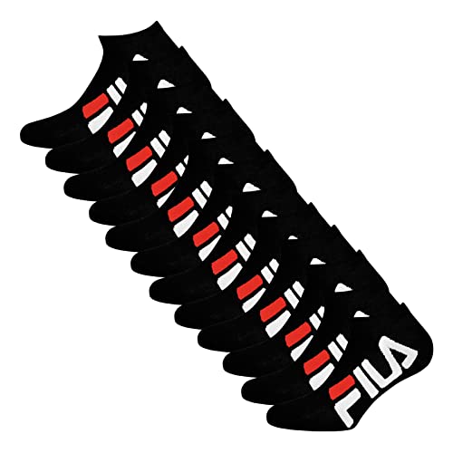 FILA Damen Herren Sneaker Socken Sportsocken Kurzsocken 6 Paar, Farbe:Schwarz, Größe:39-42, Artikel:-200 black von FILA