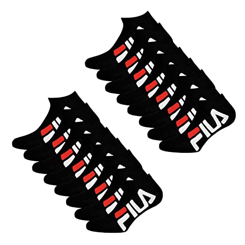 FILA Damen Herren Sneaker Socken Sportsocken Kurzsocken 6 Paar, Farbe:Schwarz, Größe:43-46, Artikel:-200 black von FILA