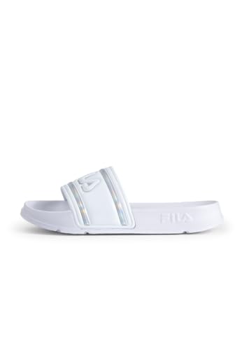 FILA Damen Morro Bay Logo Slipper wmn Slide Sandal, White-Iridescent, 38 EU von FILA