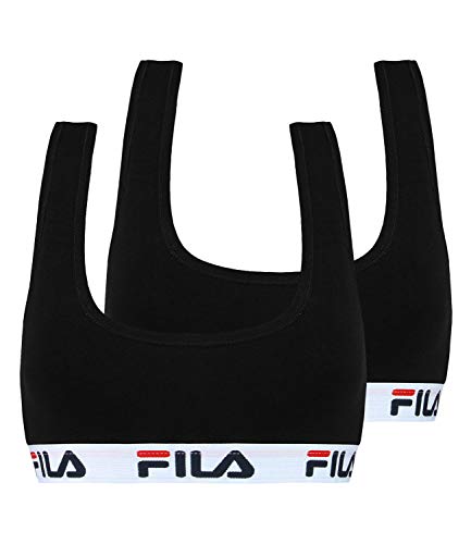 FILA Damen Racerback Bra Bustier FU6042 2er Pack, Artikel:-200 Black, Wäschegröße:XL von FILA