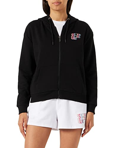 FILA Damen STREVI Graphic Logo Hooded Sweat Kapuzenjacke, Black, M von FILA