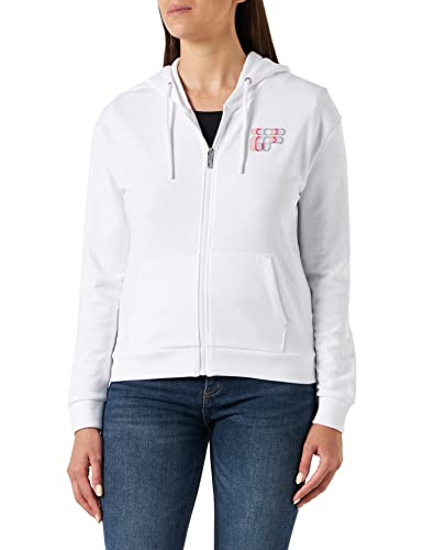 FILA Damen STREVI Graphic Logo Hooded Sweat Kapuzenjacke, Bright White, XL von FILA