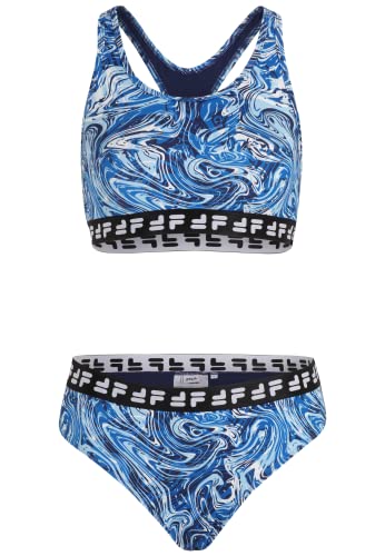 FILA Damen Salinas Racer Back Bikini-Set, Blue Acrylic AOP, M von FILA