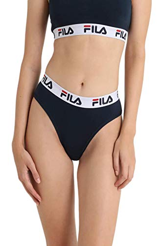 FILA Damen Slip, Vorteilspack (2er Pack) - Regular Waist, Brief mit breitem Logo-Bund, Baumwolle, einfarbig (blau (321), M (Medium) - 2er Pack) von FILA