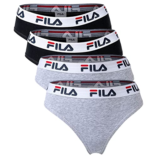 FILA Damen Slip - 4er Pack Briefs (Schwarz/Grau, M) von FILA