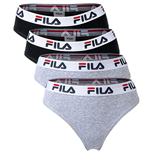 FILA Damen Slip - 4er Pack Briefs (Schwarz/Grau, S) von FILA