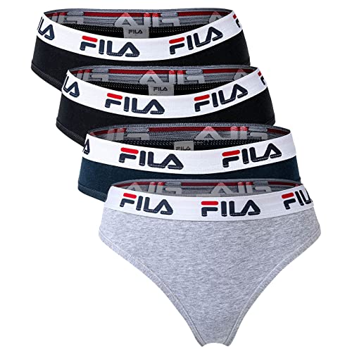 FILA Damen Slip - 4er Pack Briefs (Schwarz/Grau/Marine, XS) von FILA