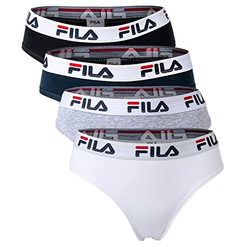 FILA Damen Slip - 4er Pack Briefs (Schwarz/Weiß/Grau/Marine, XL) von FILA