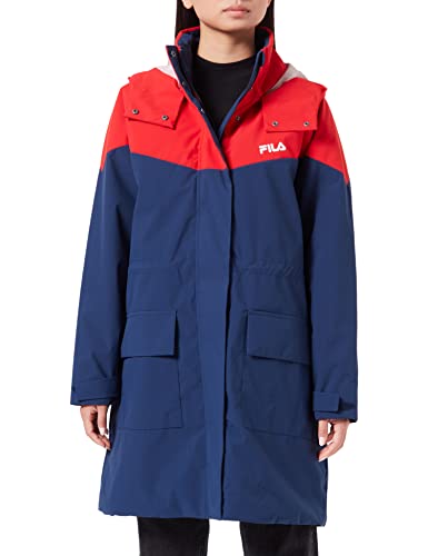 FILA Damen TURCIN Light Parka Jacket Padded, Medieval Blue-True Red, L von FILA