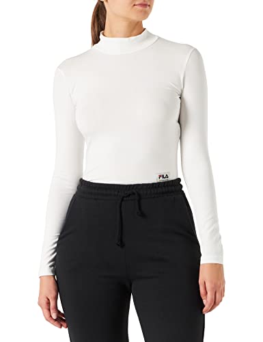 FILA Damen Tarsia Cropped Turtle Neck Long Sleeve T-Shirt, Cloud Dancer, L von FILA