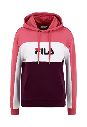 FILA Damen WOMEN AQILA blocked hoody Kapuzenpullover, Winter Bloom-Baroque Rose-Bright White, L von FILA