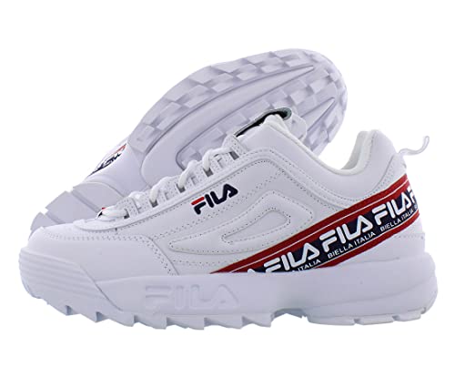 FILA Fila Disruptor Ii Premium Sneaker für Herren,Alle Reinweiß/Marineblau/Fila Rot/Reines Weiß,44 EU von FILA