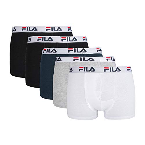 FILA Herren Boxer Shorts, 5er Pack - Logobund, Urban, Cotton Stretch, einfarbig (Mehrfarbig, M (Medium)) von FILA